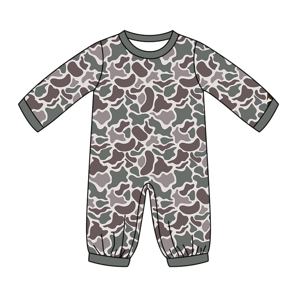 ( Moq 5 ) Preorder Baby Kids Infant Long Sleeves Brown Camo Print Romper Clothes