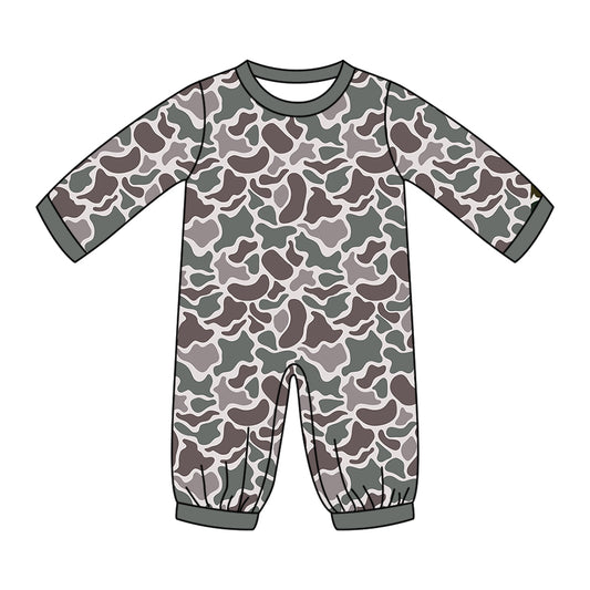 ( Moq 5 ) Preorder Baby Kids Infant Long Sleeves Brown Camo Print Romper Clothes