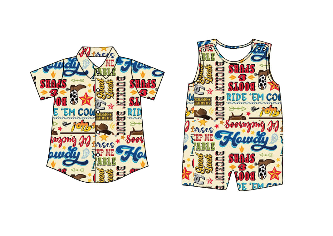 Baby Boy Western Summer Sibling Romper Shirt ( Moq 5 Each Style ) 12.27