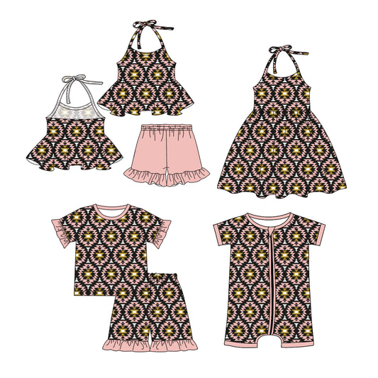 Baby Girl Western Aztec Sibling Dress Romper Set ( Moq 5 Each Style ) 1.4