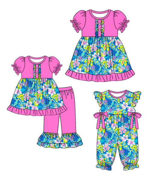 Baby Girl Short Sleeves Flower Sibling Romper Dress Set ( Moq 5 Each Style ) 3.12