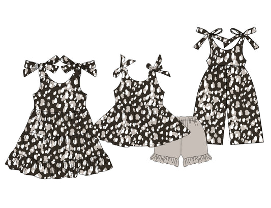 Baby Girl Straps Leopard Sibling Jumpsuit Dress Set ( Moq 5 Each Style ) 3.20