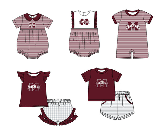 ( Moq 5 Each Style ) Baby Boys Girls Kids M Stripes Team Sibling Rompers Sets