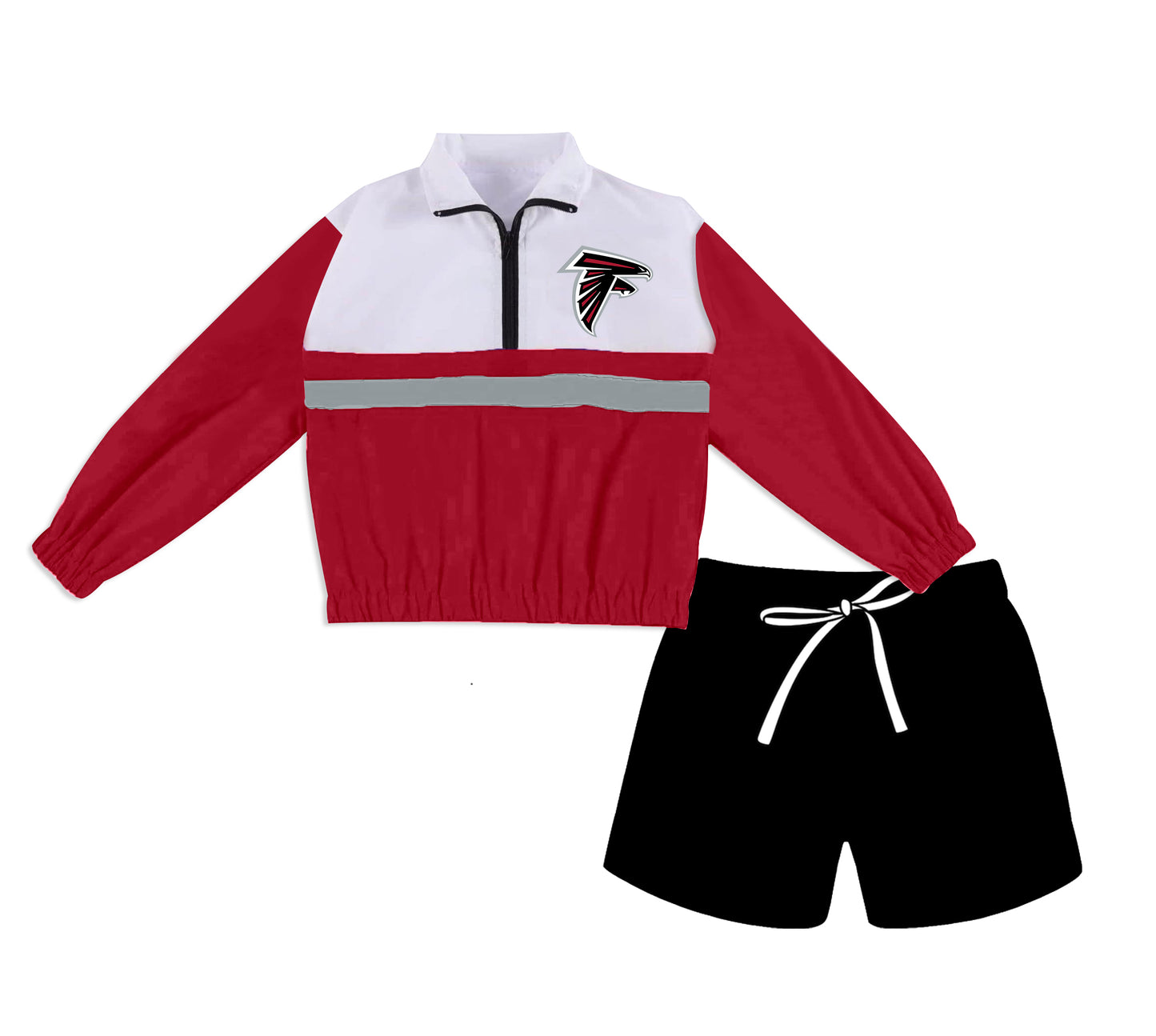 ( Moq 5 ) Baby Girls Kids Long Sleeves Zipper Pullover Pockets Shorts Team Set Clothes