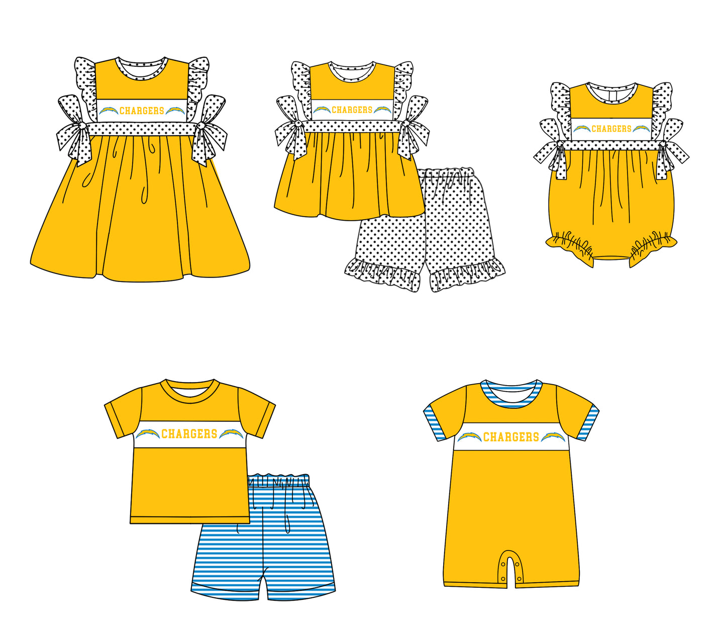 ( Moq 5 ) Baby Girls Toddler Dots Short Sleeves Bows Team Yellow Knee Length Dress