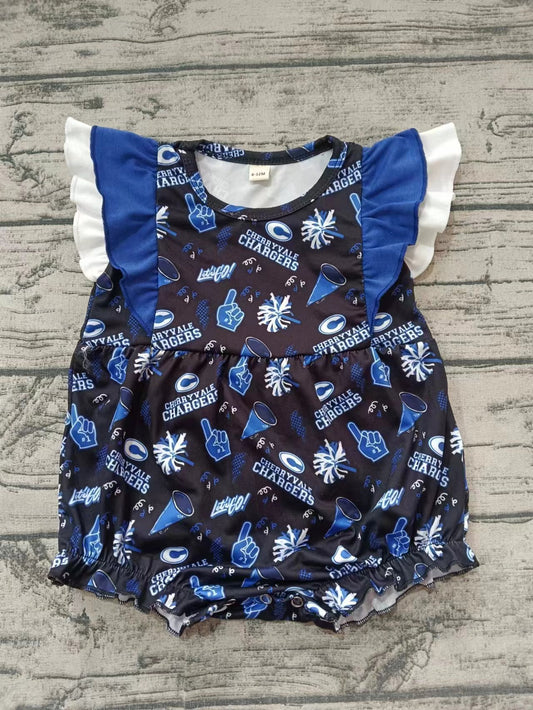 Baby Girl Short Sleeves Team Blue Bubble Romper