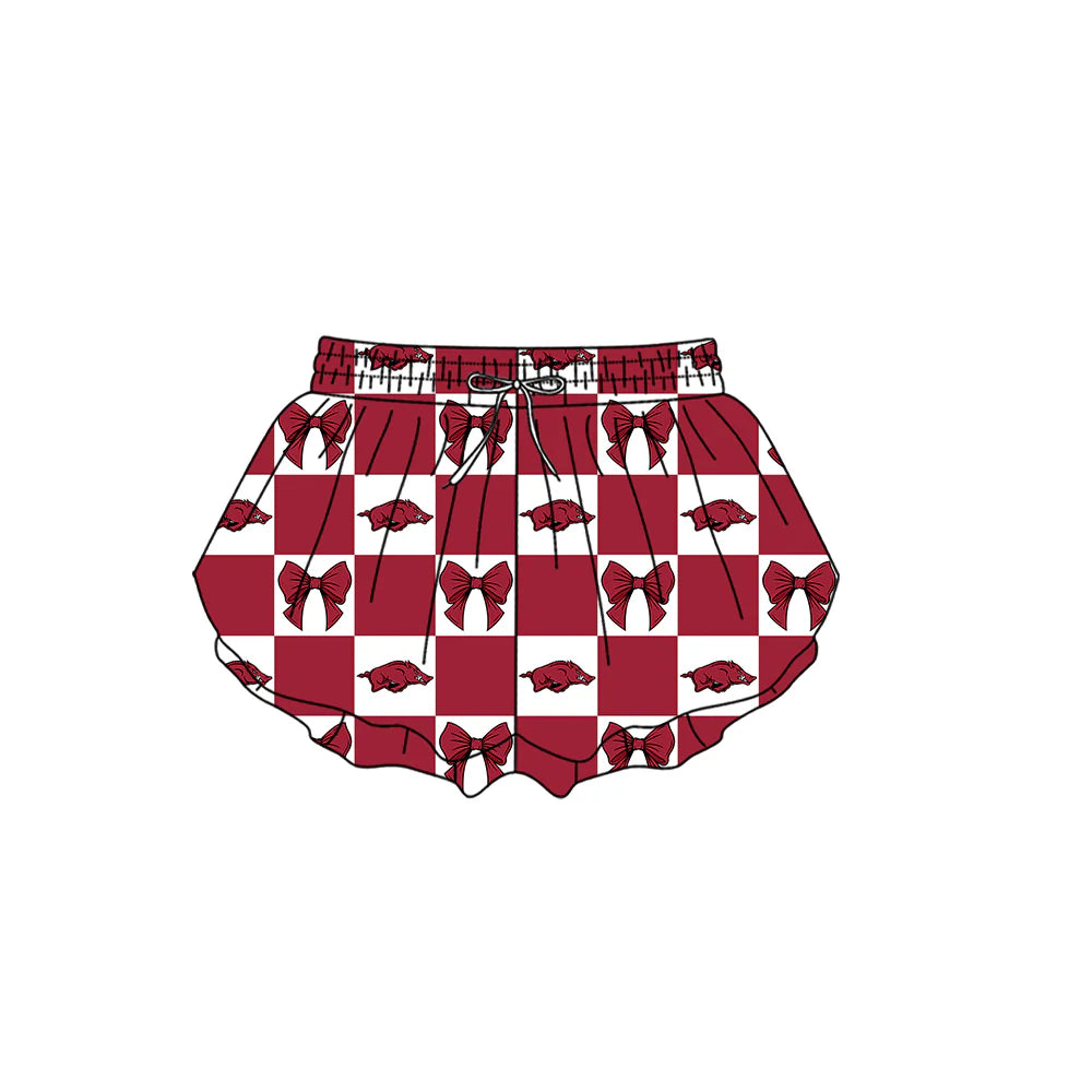 ( Moq 5 Each Style ) Kids Girls Adult Women Pigs Bows Plaid Team Shorts Sibling Mom and Me Yoga Clothes