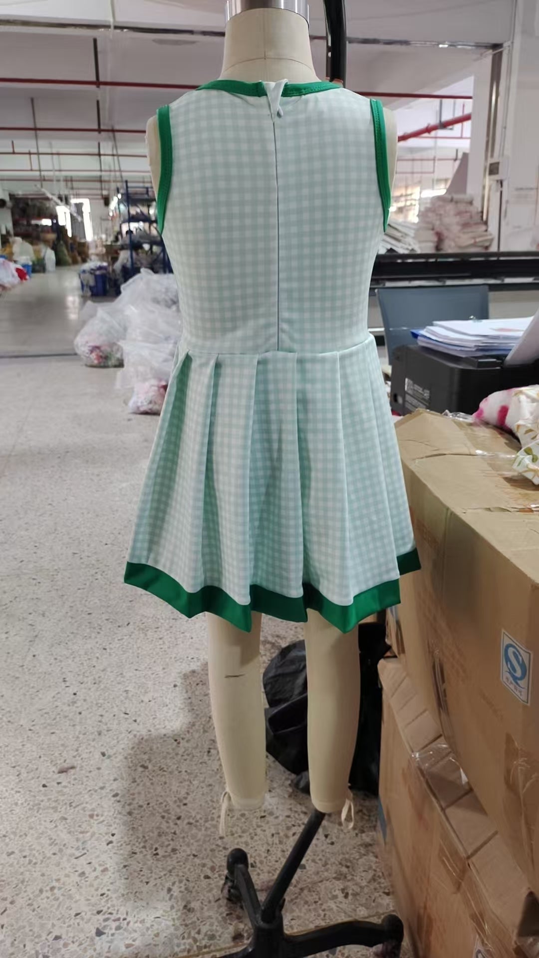 Baby Girl Sleeveless Green Plaid Ruffle Shorts Yoga Active Dress RTS