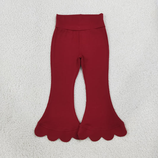Baby Girls Kids Scalloped Pants Bottoms Cotton Red Clothes RTS