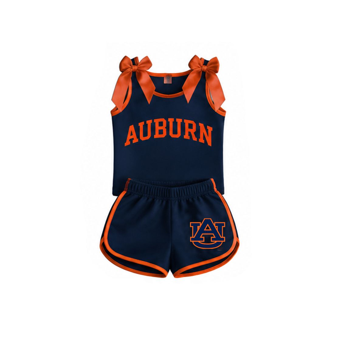 ( Moq 5 ) Preorder Baby Girls Kids Sleeveless Bows Shirt Shorts Navy Set Team Clothes