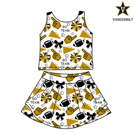 ( Moq 5 ) Baby Girl Toddler Sleeveless Football Team Stars Bows Cheer Tops Skort Set 6.7