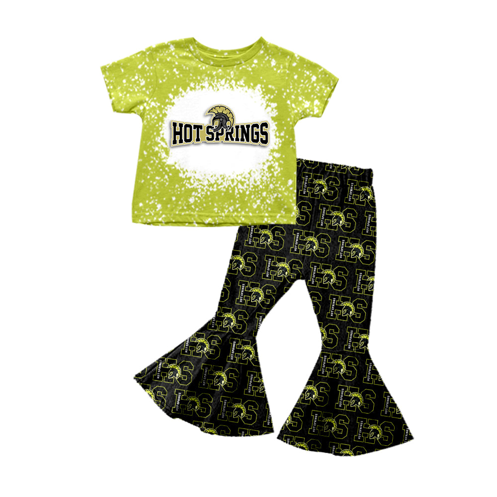 Baby Girl Short Sleeves Hot Springs Team Shirt Bell Pants Clothes Set Moq 5