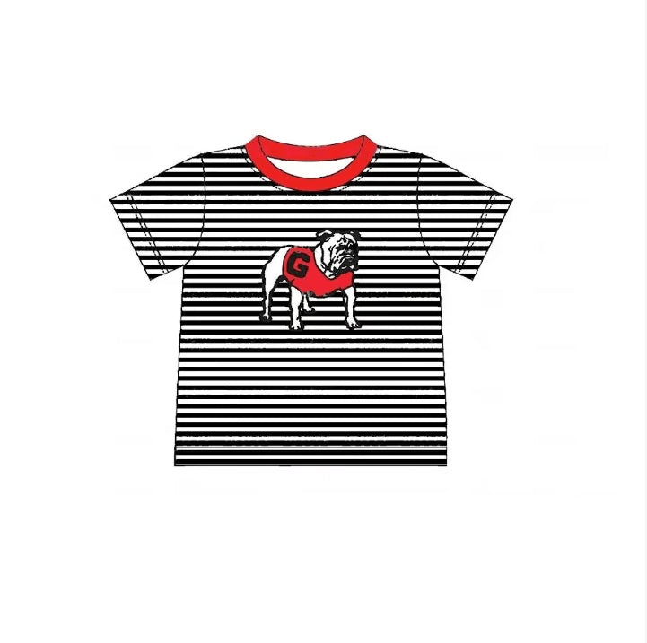 Baby Boy Short Sleeves Stripes Dog Team Tee Shirt
