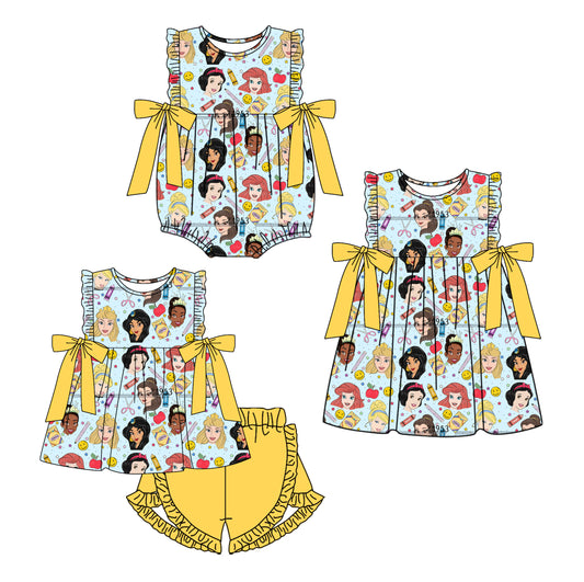 Baby Girl Princess Back To School Sibling Romper Dress Clothes Set ( Moq 5 Each Design ) 11.26