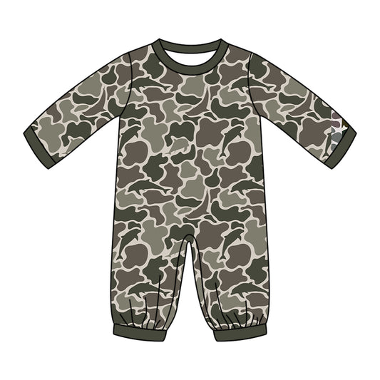 ( Moq 5 ) Preorder Baby Kids Infant Long Sleeves Brown Camo Print Romper Clothes