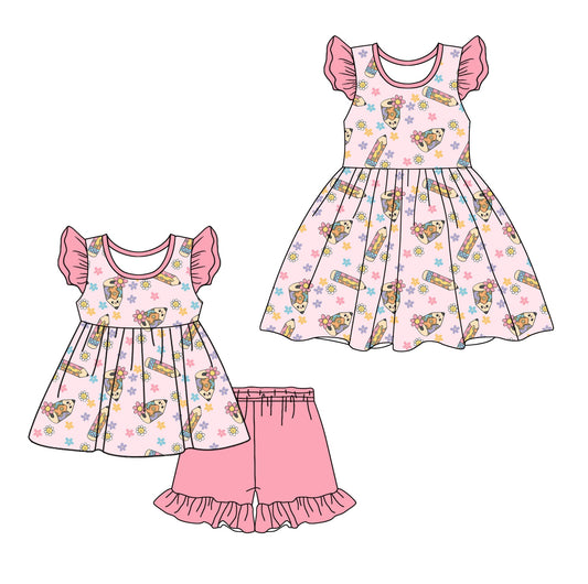 Baby Girl Back To School Pencil Flower Sibling Dress Set ( Moq 5 Each Style ) 12.28