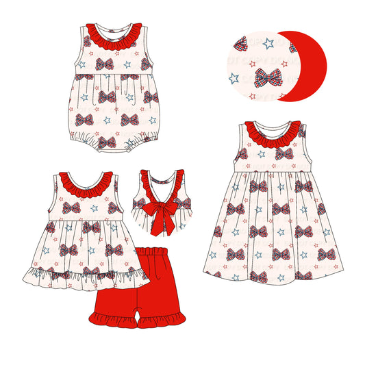 Baby Girl July 4th Bows Sibling Romper Dress Set ( Moq 5 Each Style ) 2.25