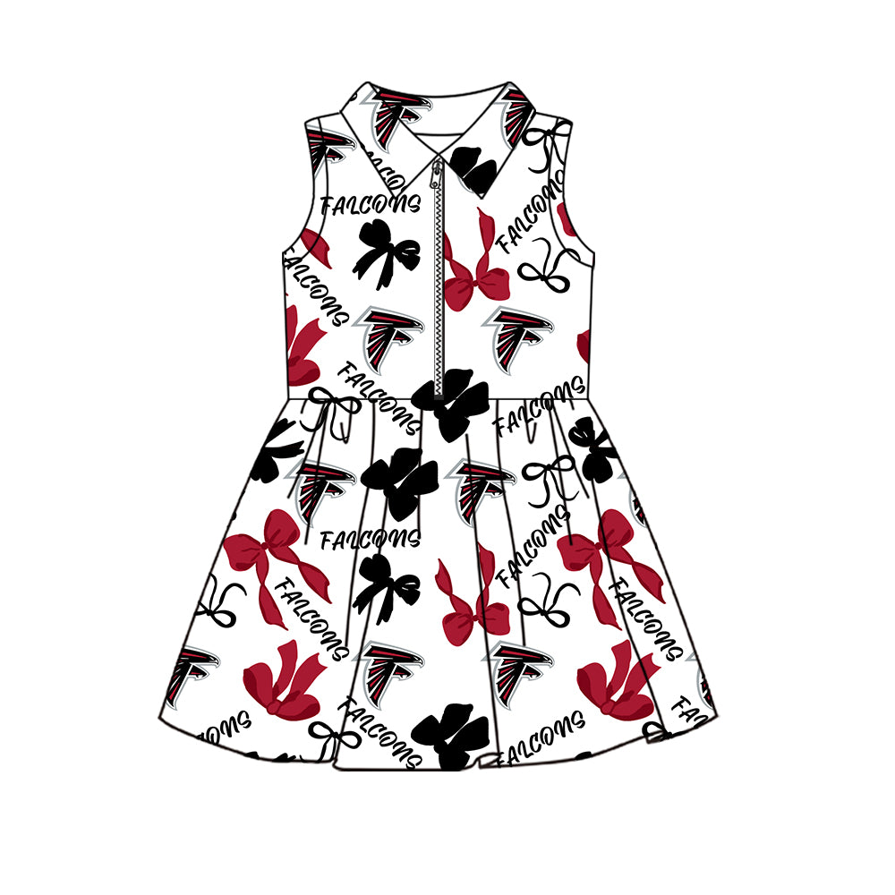 ( Moq 5 ) Custom Baby Girls Kids Sleeveless Bows Shorts Team Zipper Dress Cheer Clothes