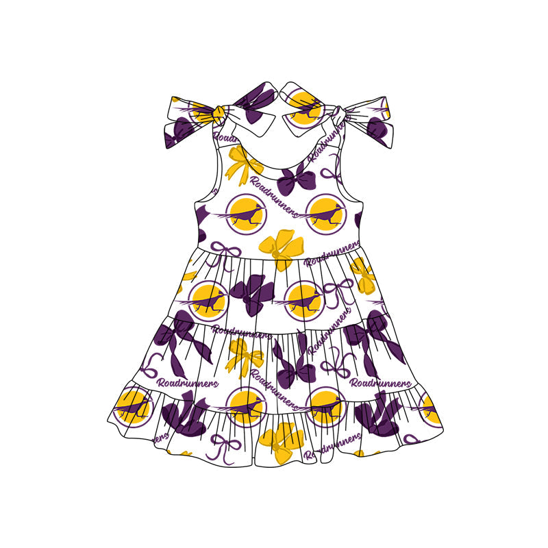 ( Moq 5 each style ) Baby Boy Girl Team Cheer Sibling Shirt Purple Bows Dress Set 8.2