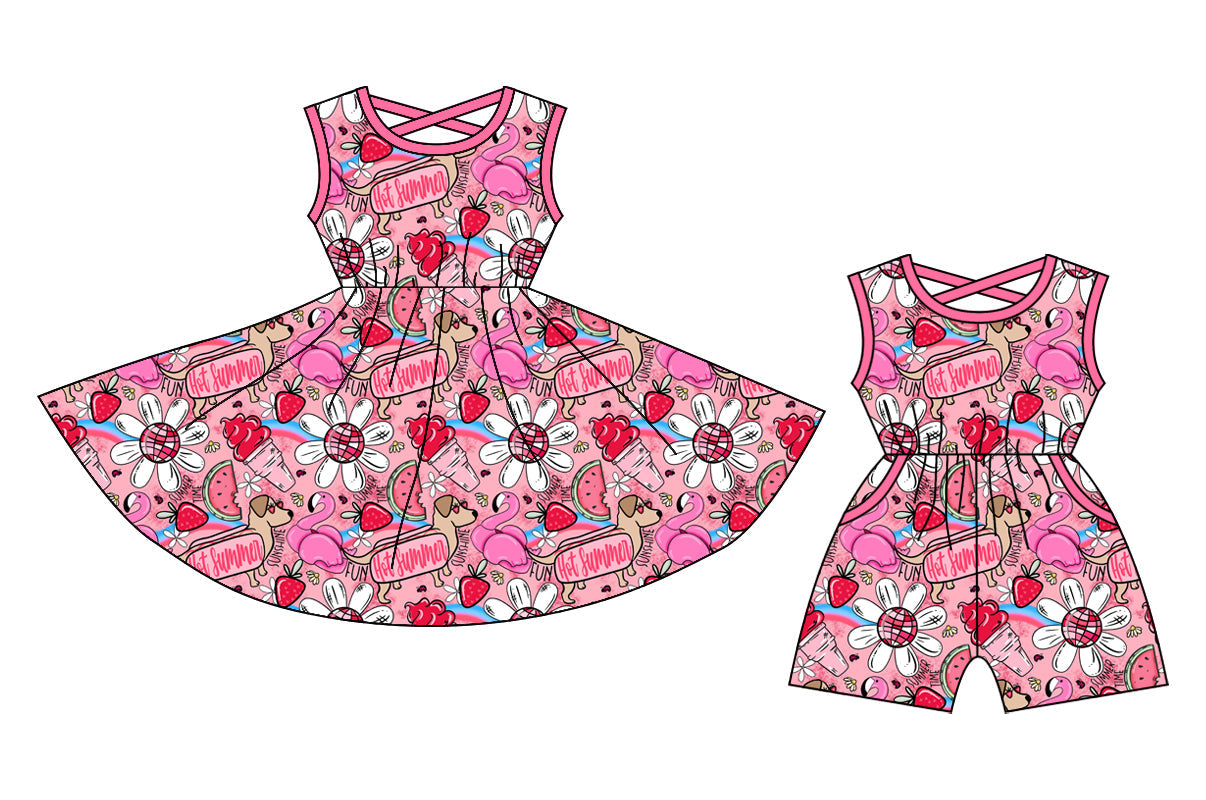 Baby Girl Sleeveless Flower Summer Sibling Dress Jumpsuit ( Moq 5 Each Style ) 12.24