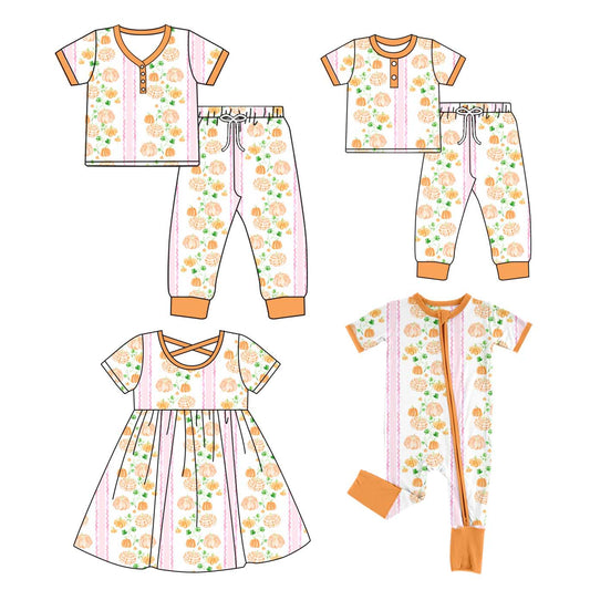 ( Moq 5 Each Style ) Baby Girl Adult Women Pumpkin Flower Sibling Mommy And Me Family Set Dress Set 4.26