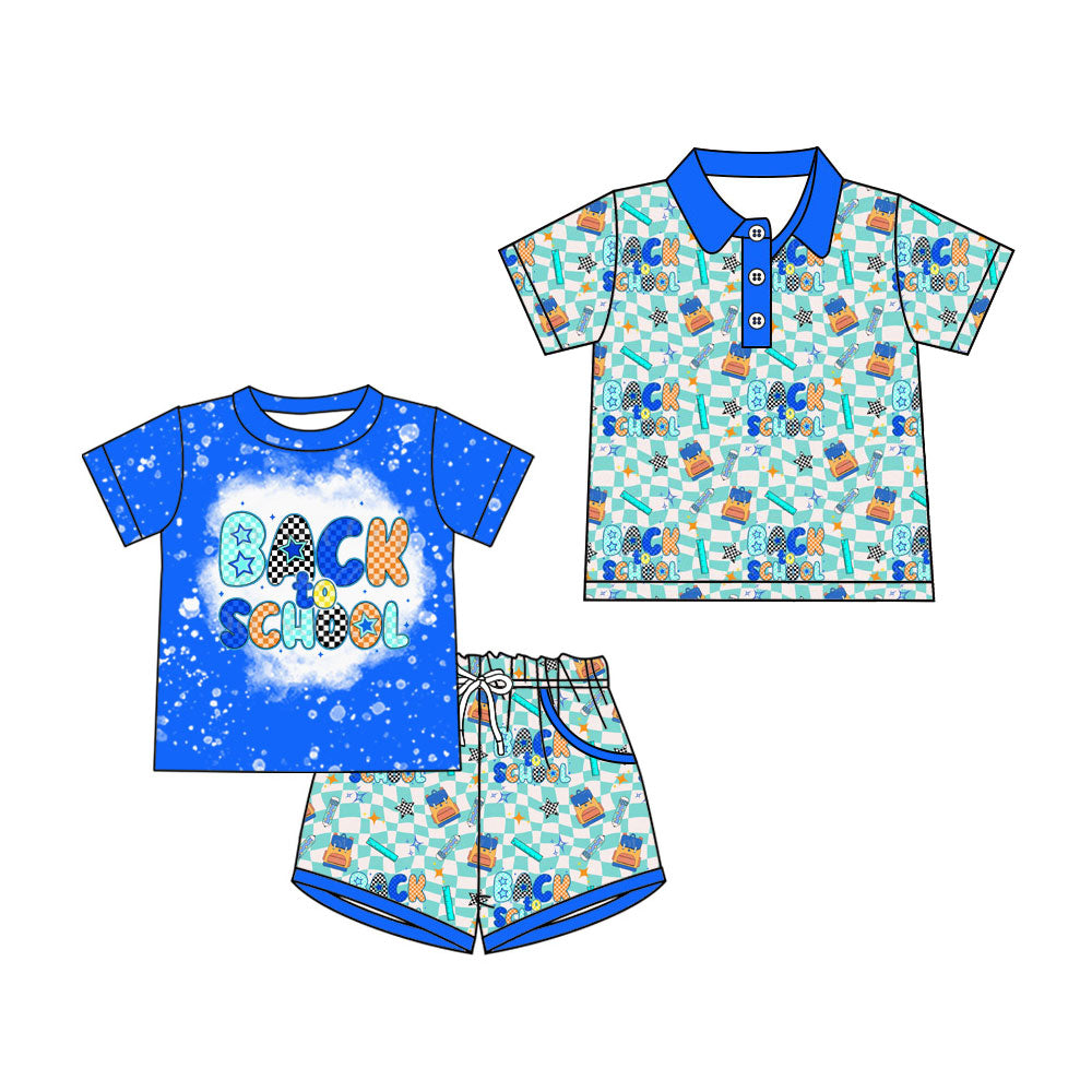 ( Moq 5 Each Style ) Sibling Baby Boys Kids Short Sleeves Back to School Shirt Set Romper Clothes