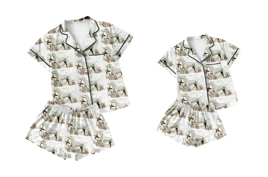 Baby Girl Toddler Adult Women Short Sleeves Ducks Shorts Sibling Family Shorts Pajamas Set ( Moq 5 Each Style )11.27