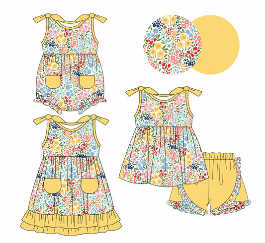 Baby Girl Floral Yellow Sibling Romper Dress Set ( Moq 5 Each Style ) 1.7