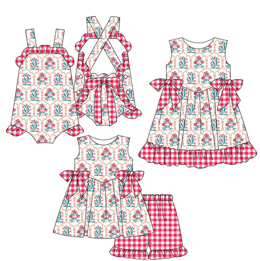 Baby Girl Summer Bows Flower Sibling Romper Dress Set ( Moq 5 Each Style ) 2.18