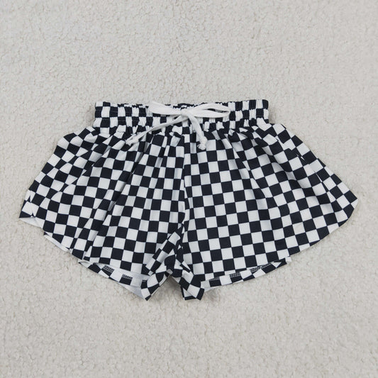 Baby Girls Kids Black Checked Ruffle Shorts Bottom Yoga Clothes RTS