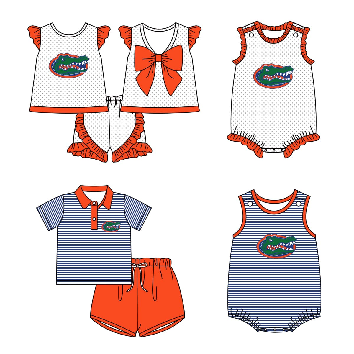 Baby Boy Girl Summer Team Sibling Romper Set ( Moq 5 Each Style )