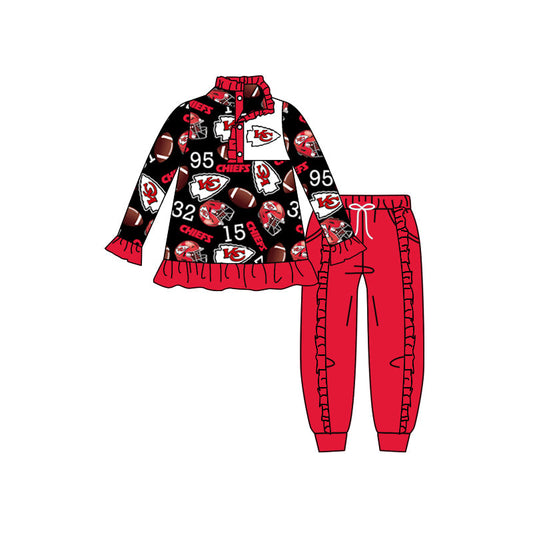 Baby Girl Long Sleeves KC Shirt Red Pants Team Clothes Set