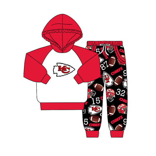 Baby Girl Red Hoodie Shirt KC Pocket Pants Team Clothes Set