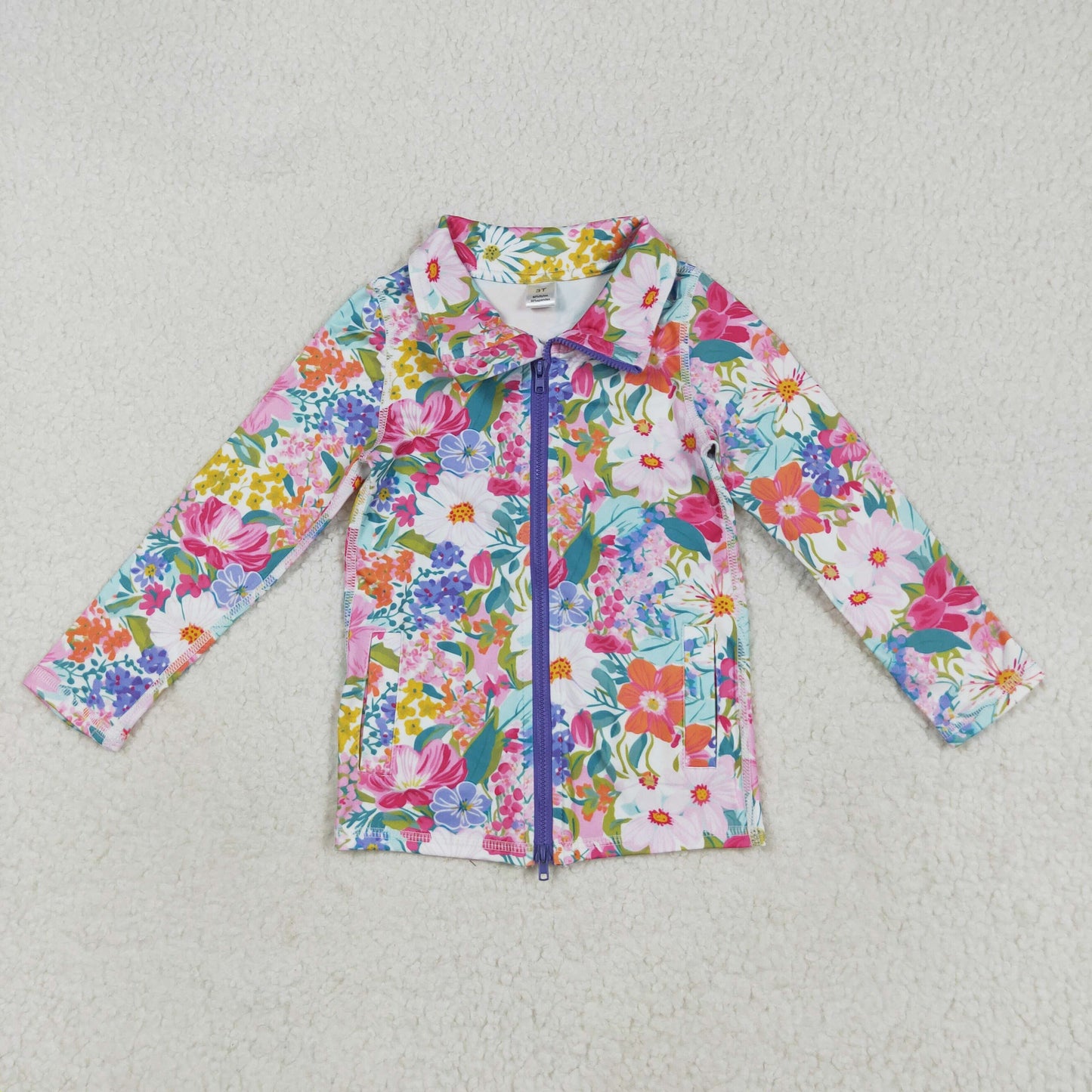 Baby Girl Long Sleeves Flower Pockets Zipper Yoga Active Cardigan Tops RTS