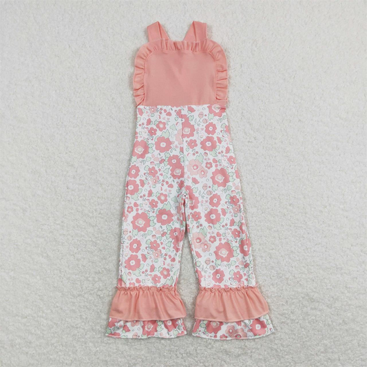SR0963 Baby Girl Pink Floral Pants Jumpsuit