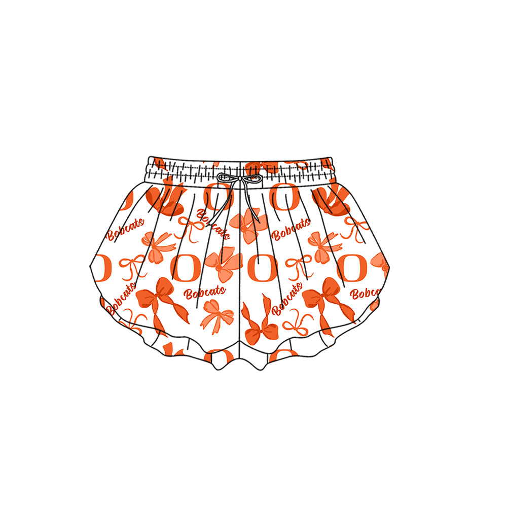 ( Moq 5 Each Style ) Baby Girls Toddler Orange Bows Sibling Team Shorts Dresses Set Clothes