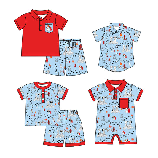 Baby Boy Short Sleeves Dogs Sibling Romper Set ( Moq 5 Each Design ) 12.16