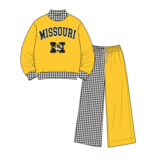 ( Moq 5 ) Baby Girls Kids Long Sleeves Shirt Plaid Pants Team Set Clothes