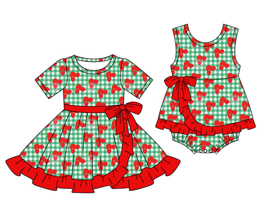 Baby Girl Strawberry Checked Sibling Romper Dress ( Moq 5 Each Style ) 1.8