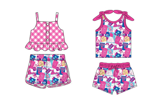 Baby Girl Straps Checked Doll Pink Sibling Set ( Moq 5 Each Style ) 2.12
