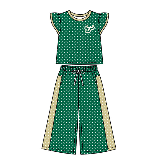 ( Moq 5 ) Baby Girls Kids Short Sleeves Shirt Pants Team Set Clothes