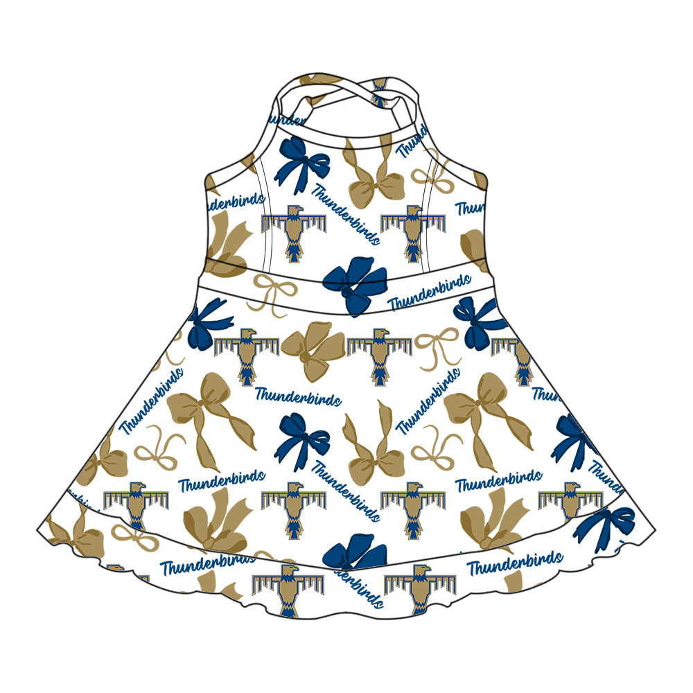 ( Moq 5 each style ) Baby Boy Girl Team Cheer Sibling Shirt Bird Bows Jumpsuit Dress Set 7.30