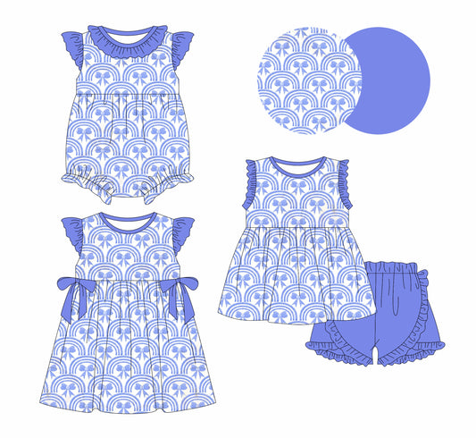 Baby Girl Blue Bows Sibling Romper Dress Set ( Moq 5 Each Style ) 1.3