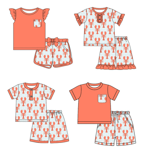 Baby Boy Girl Short Sleeves Crawfish Sibling Set ( Moq 5 Each Style ) 12.17