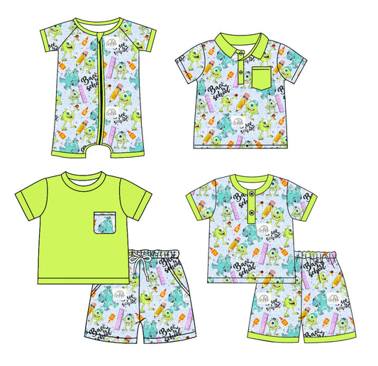 Baby Boy Pencil Cartoon Back To School Sibling Romper Shirt Set ( Moq 5 Each Style ) 2.22