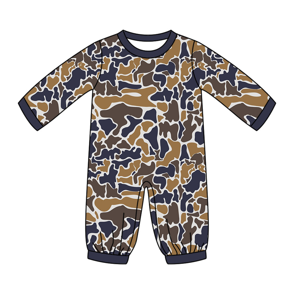 ( Moq 5 ) Preorder Baby Kids Infant Long Sleeves Brown Camo Print Romper Clothes