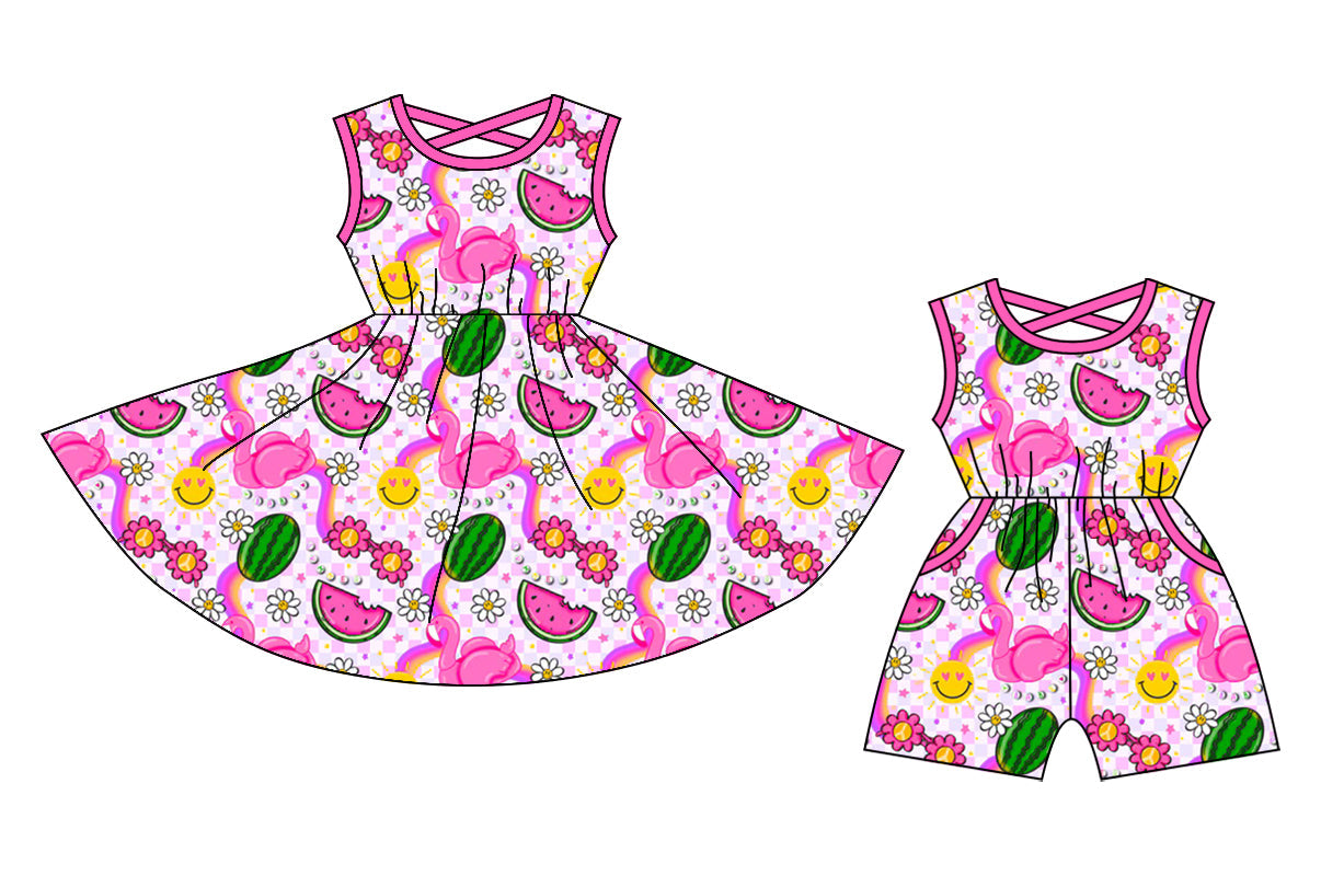 Baby Girl Watermelon Smile Sibling Dress Jumpsuit ( Moq 5 Each Style ) 12.24