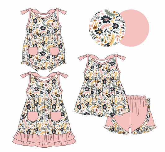 Baby Girl Flower Pink Sibling Romper Dress Set ( Moq 5 Each Style ) 1.7
