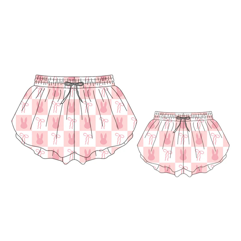 ( Moq 5 Each Style ) Kids Girls Adult Women Rabbits Bows Easter Shorts Sibling Mom and Me Yoga Clothes