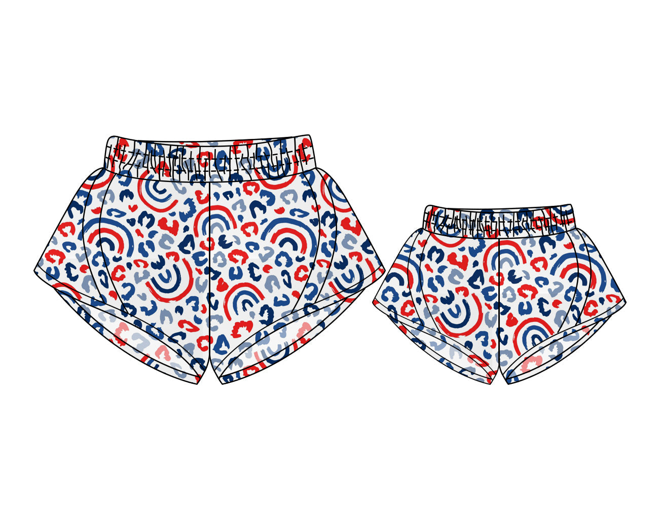 Baby Girl Adult Women July 4th Leopard Sports Shorts ( Moq 5 Each Style ) 3.5